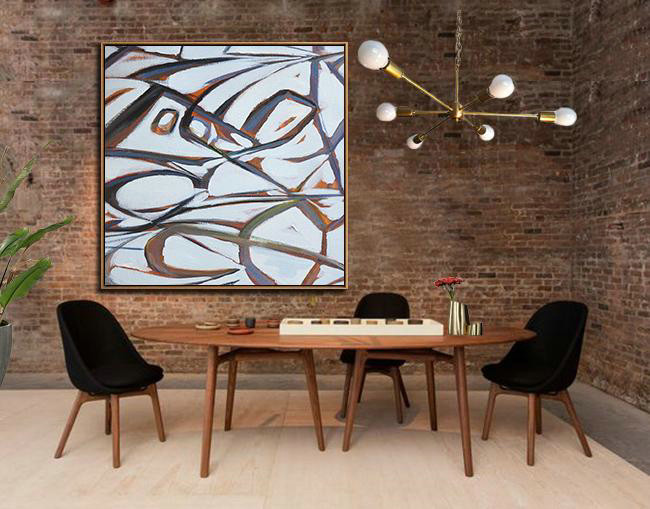Large Abstract Painting Canvas Art,Oversized Palette Knife Painting Contemporary Art On Canvas,Huge Abstract Canvas Art,Violet Ash,White,Orange.etc
